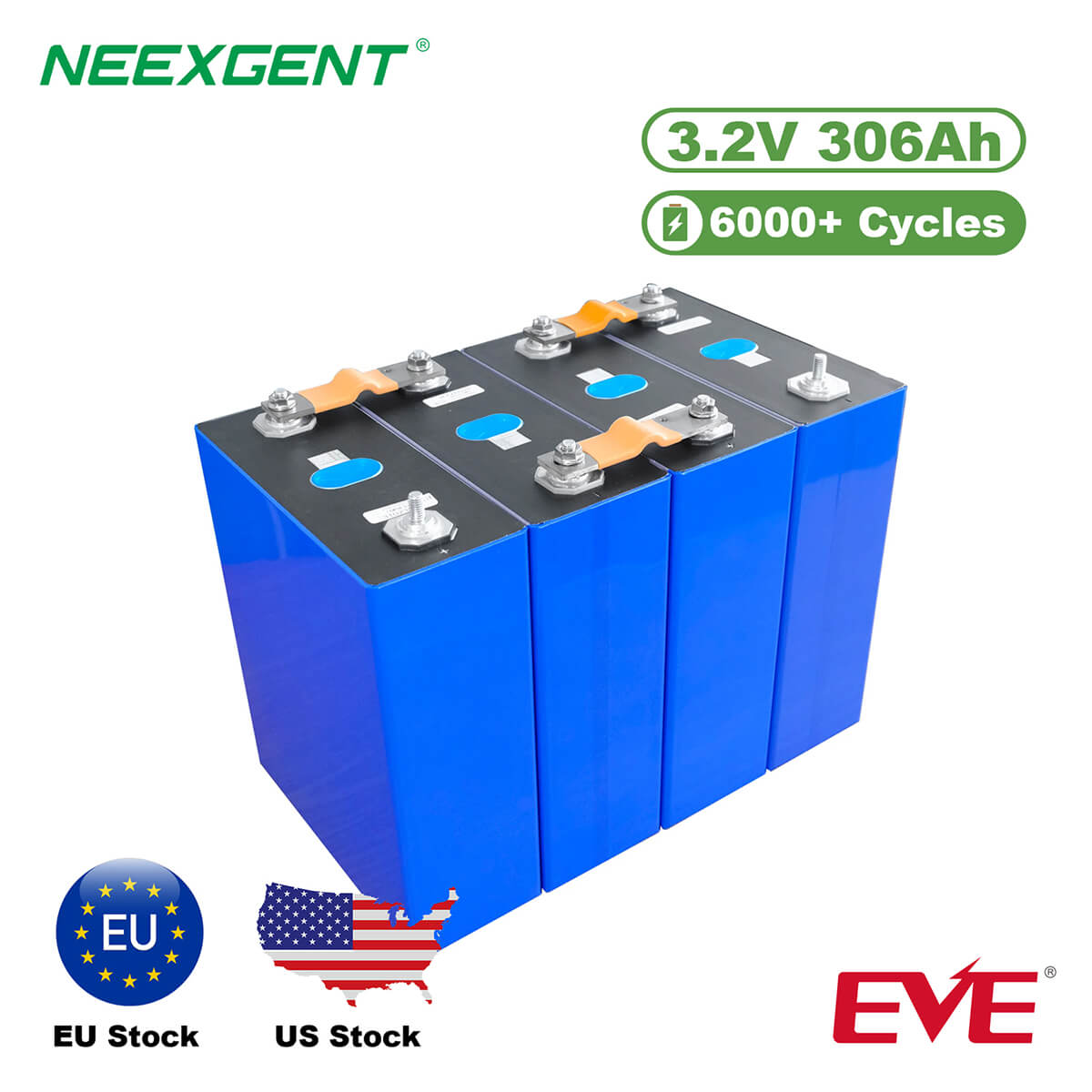 Neexgent MB30 6000cycles 3.2v Lithium Cells Lifepo4 306ah EVE Grade A Rechargeable Battery Lifepo4 Batteries