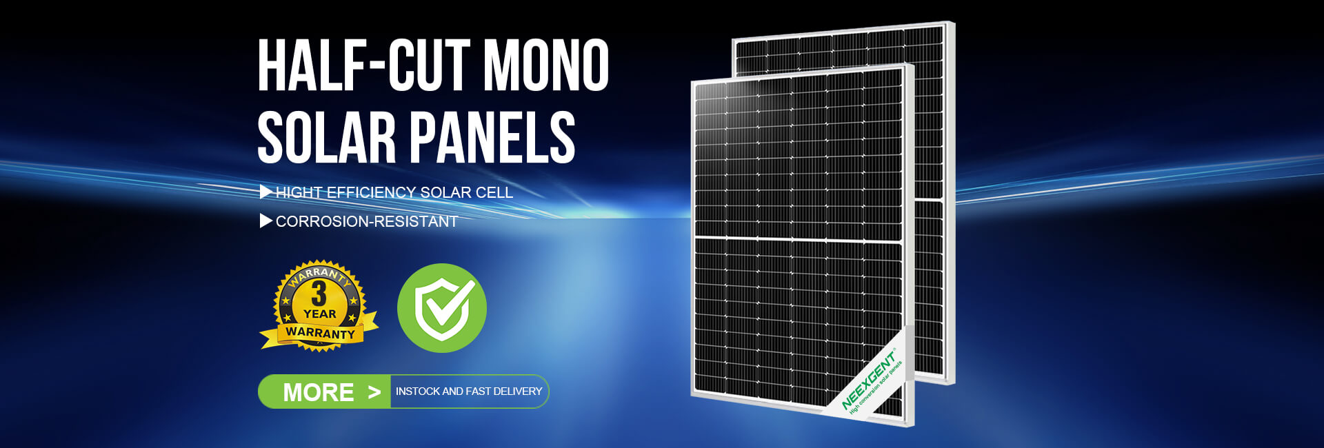 Half-cut monocrystalline solar panels