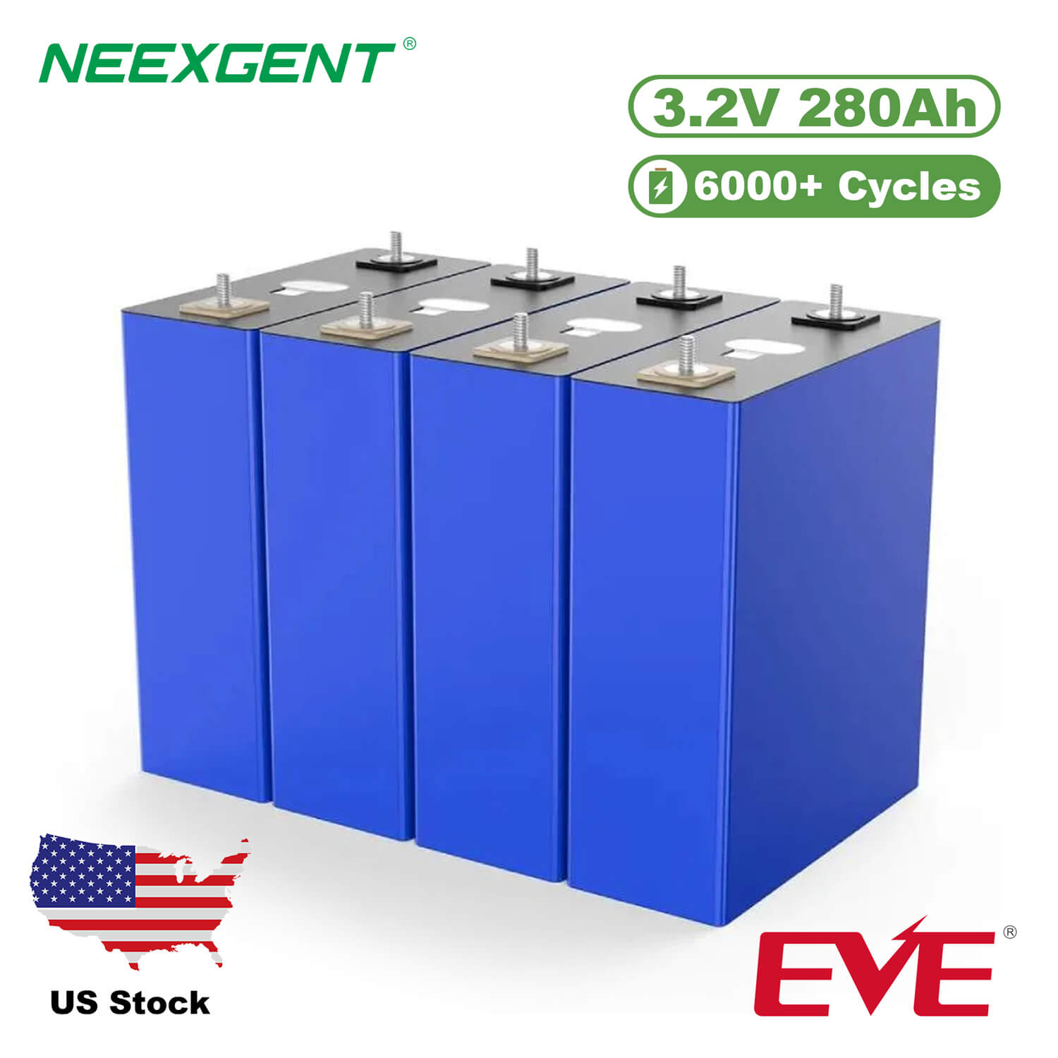 Neexgent EVE LF280K US Stock Grade A 3.2V 280Ah Lifepo4 Battery Cells