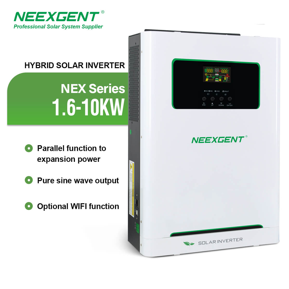 Neexgent 1.6kw-10kw Hybrid Solar Inverter with MPPT for Solar Energy Systems Off Grid Solar Panel Power System