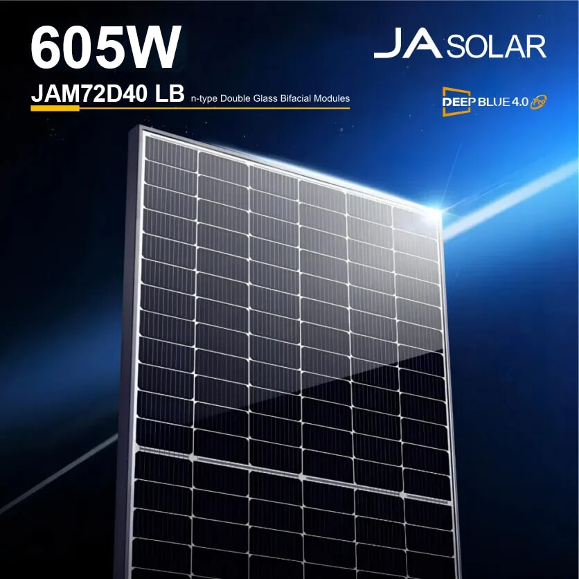 JA Solar 605W JAM72D40 LB N-type Double Glass Bifacial Modules